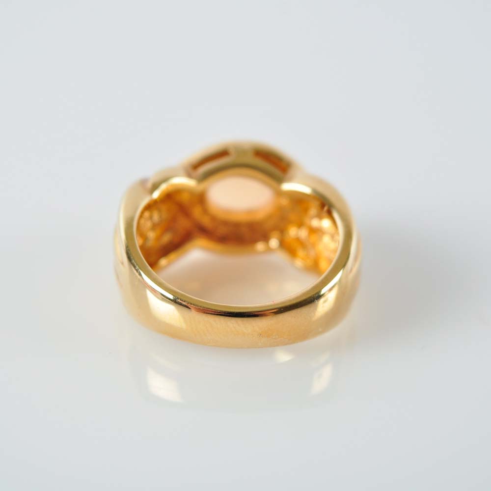 Pink Moonstone and Silver Ring