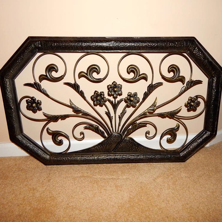 Vintage Wrought Iron Wall Mirror & Wall Decor