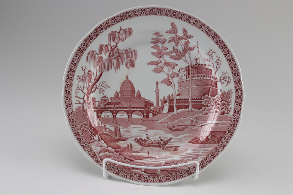Collection of Burgundy and White Spode Plates