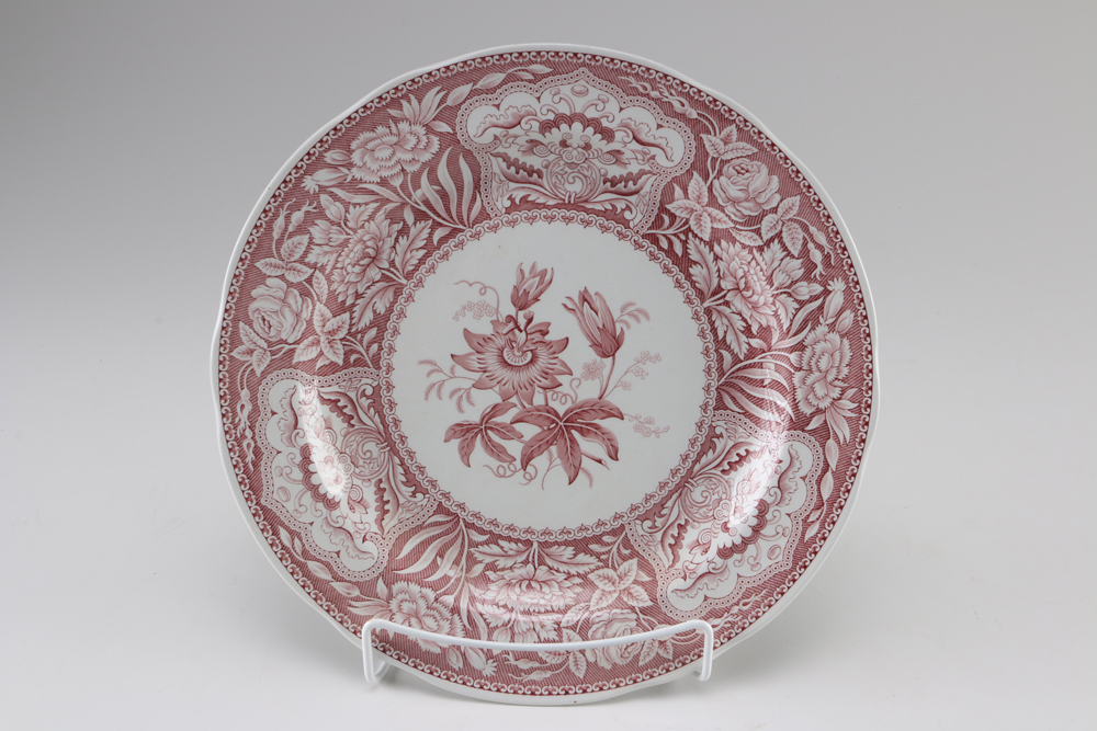 Collection of Burgundy and White Spode Plates
