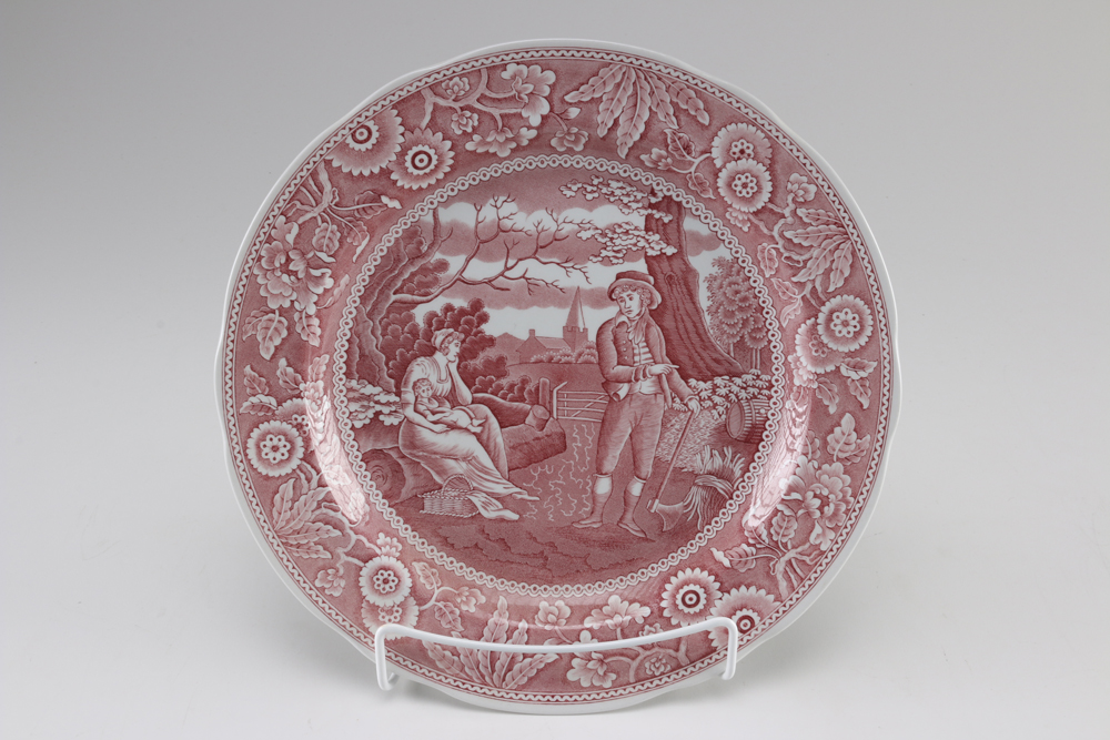 Collection of Burgundy and White Spode Plates