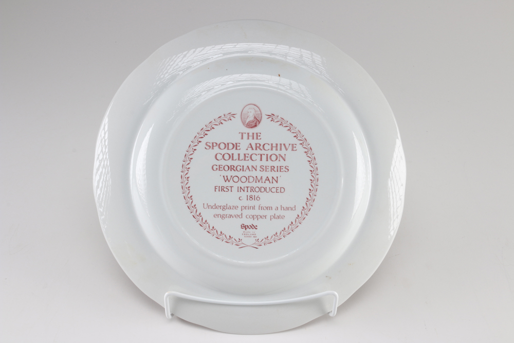 Collection of Burgundy and White Spode Plates