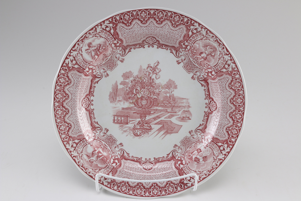 Collection of Burgundy and White Spode Plates