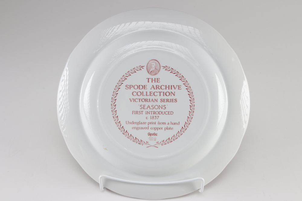 Collection of Burgundy and White Spode Plates