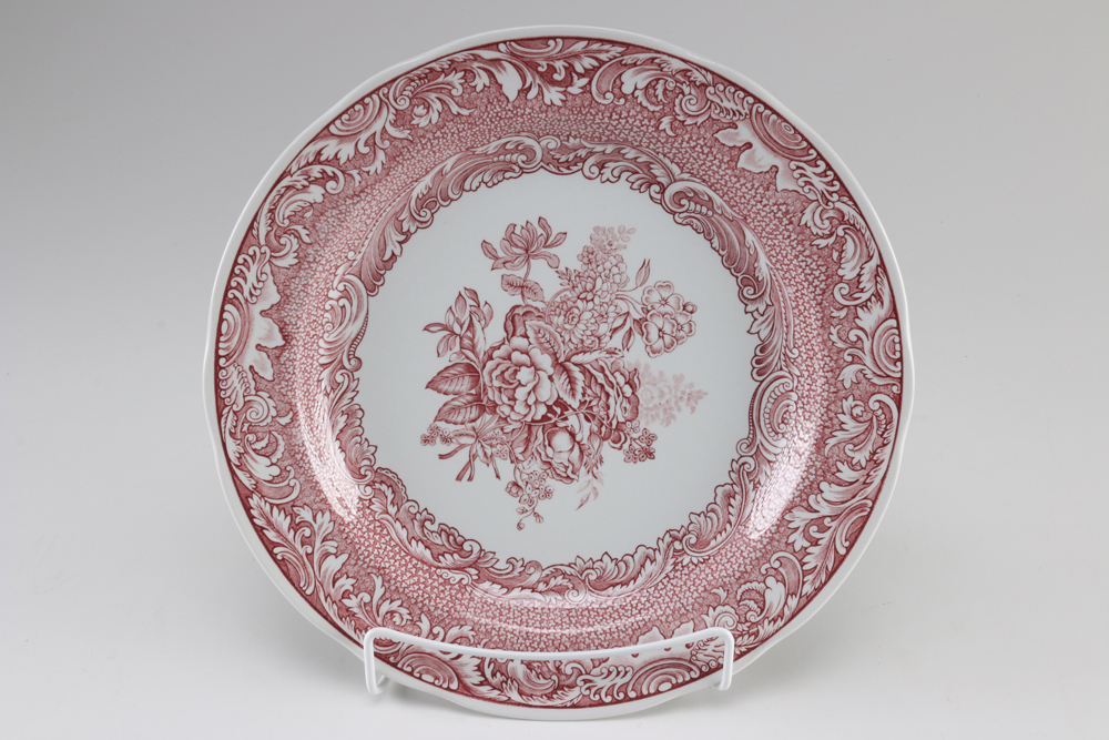Collection of Burgundy and White Spode Plates