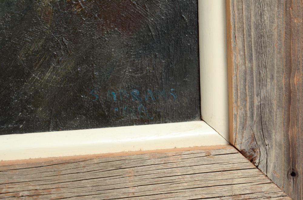 Oil Painting of Waves Crashing on Rocks