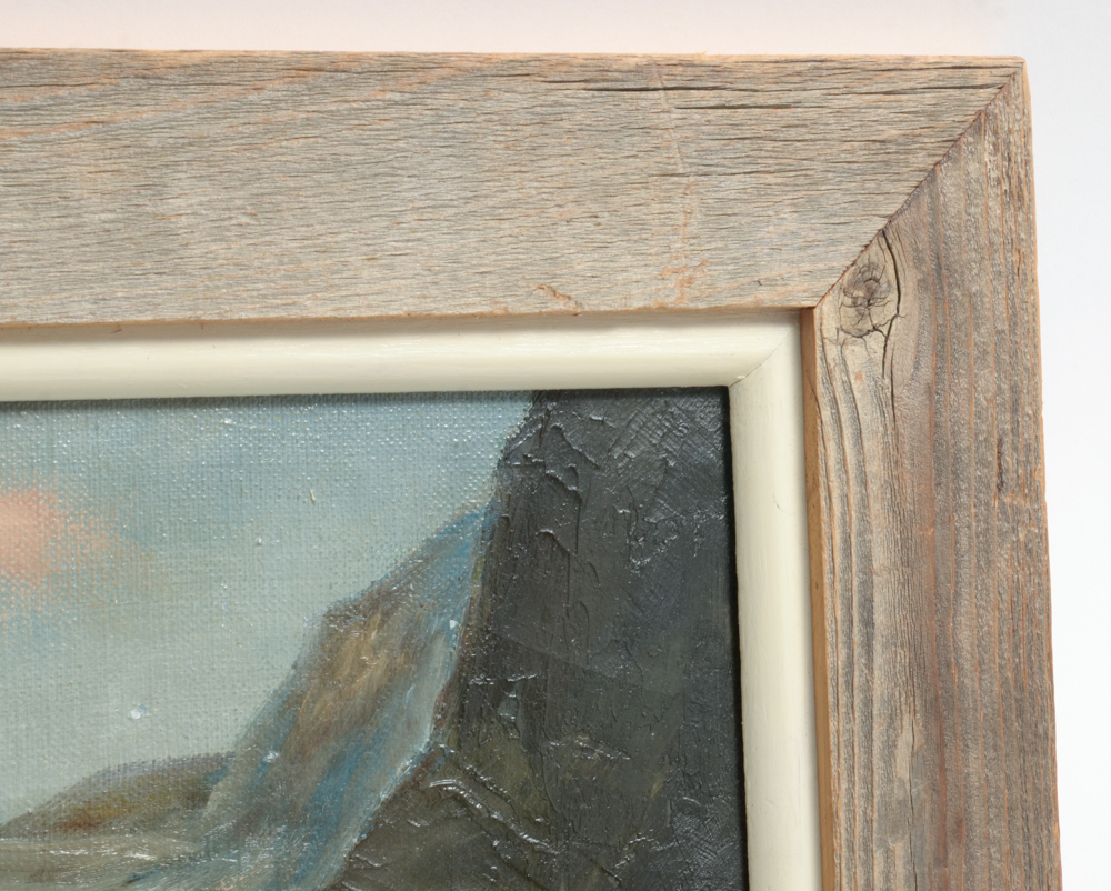 Oil Painting of Waves Crashing on Rocks