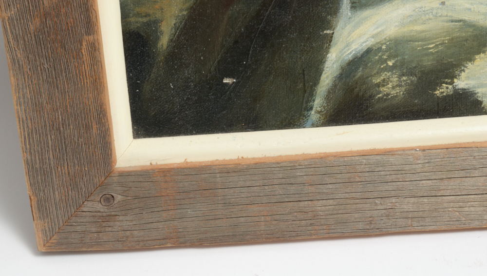 Oil Painting of Waves Crashing on Rocks