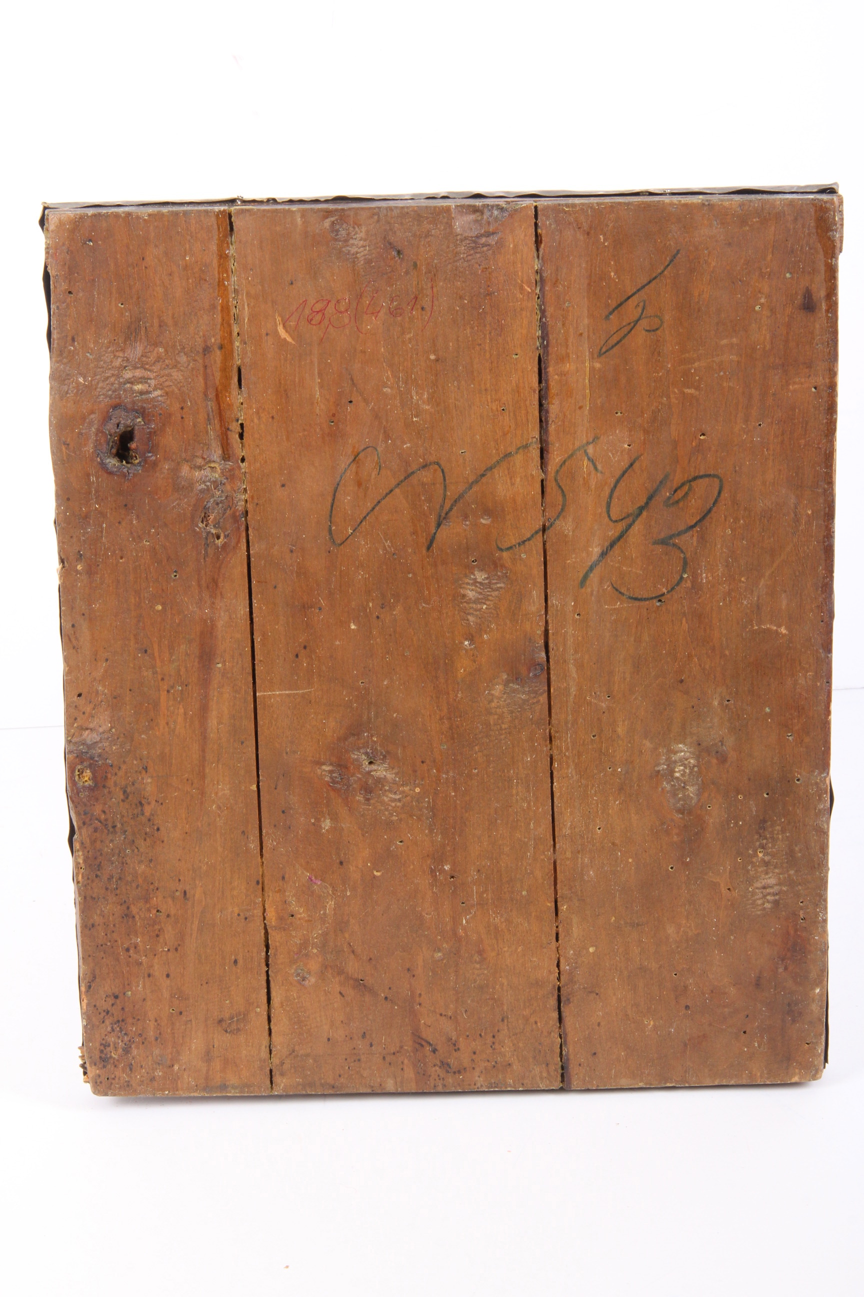 Antique Hand Painted Religious Icon with Metal Riza Saint Seraphim