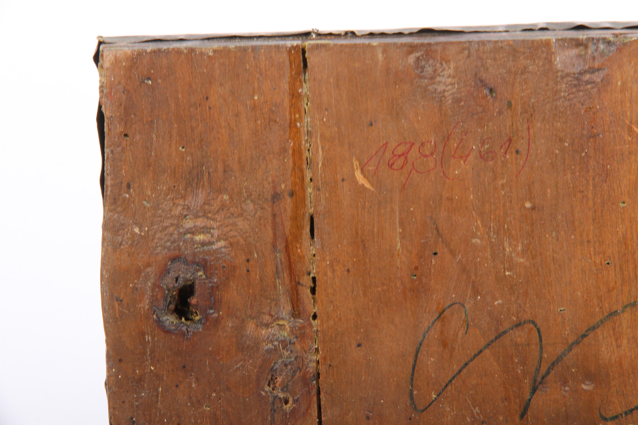 Antique Hand Painted Religious Icon with Metal Riza Saint Seraphim