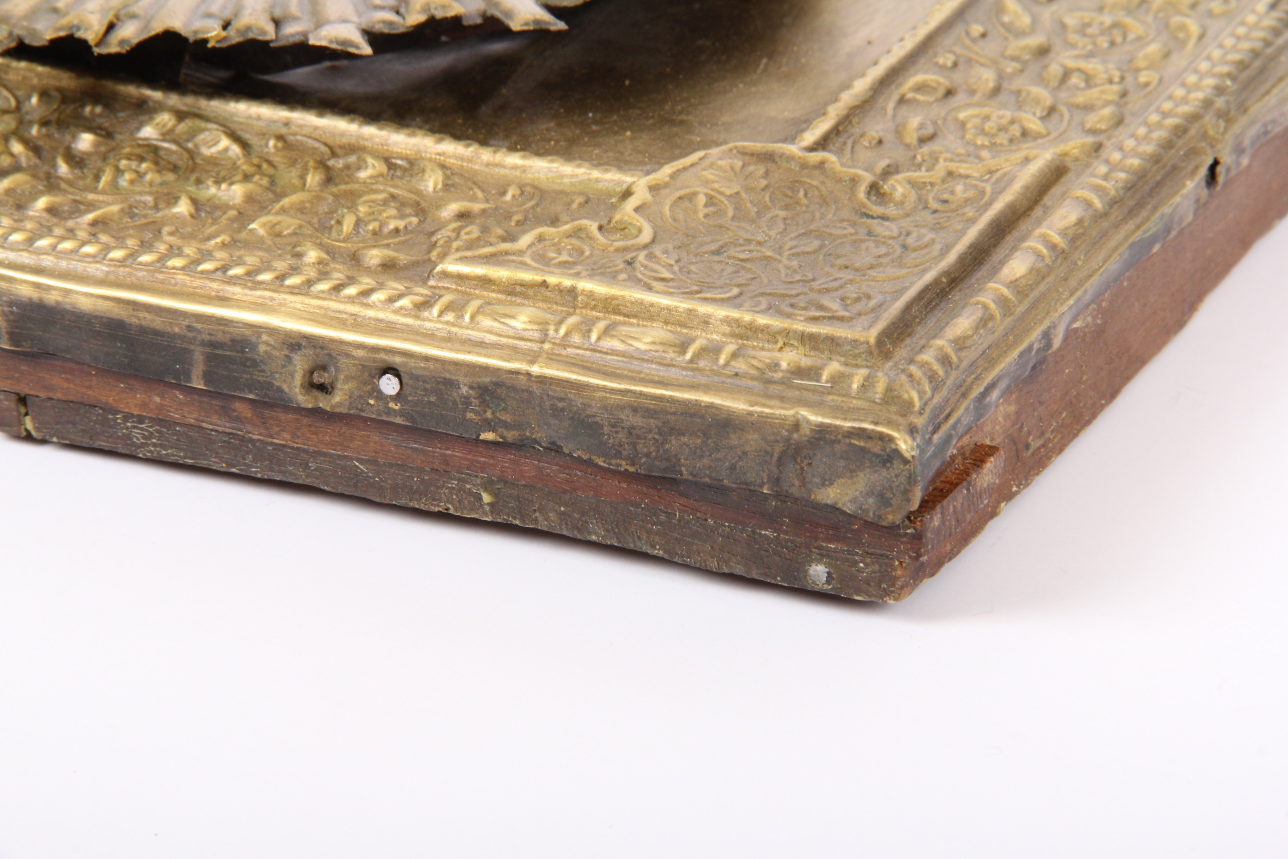 Antique Hand Painted Religious Icon with Metal Riza Saint Seraphim