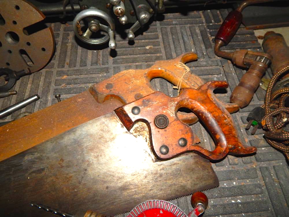 Vintage Oil Cans and Tools in a Wood Chest