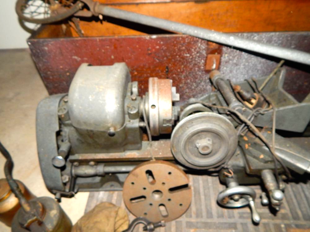 Vintage Oil Cans and Tools in a Wood Chest