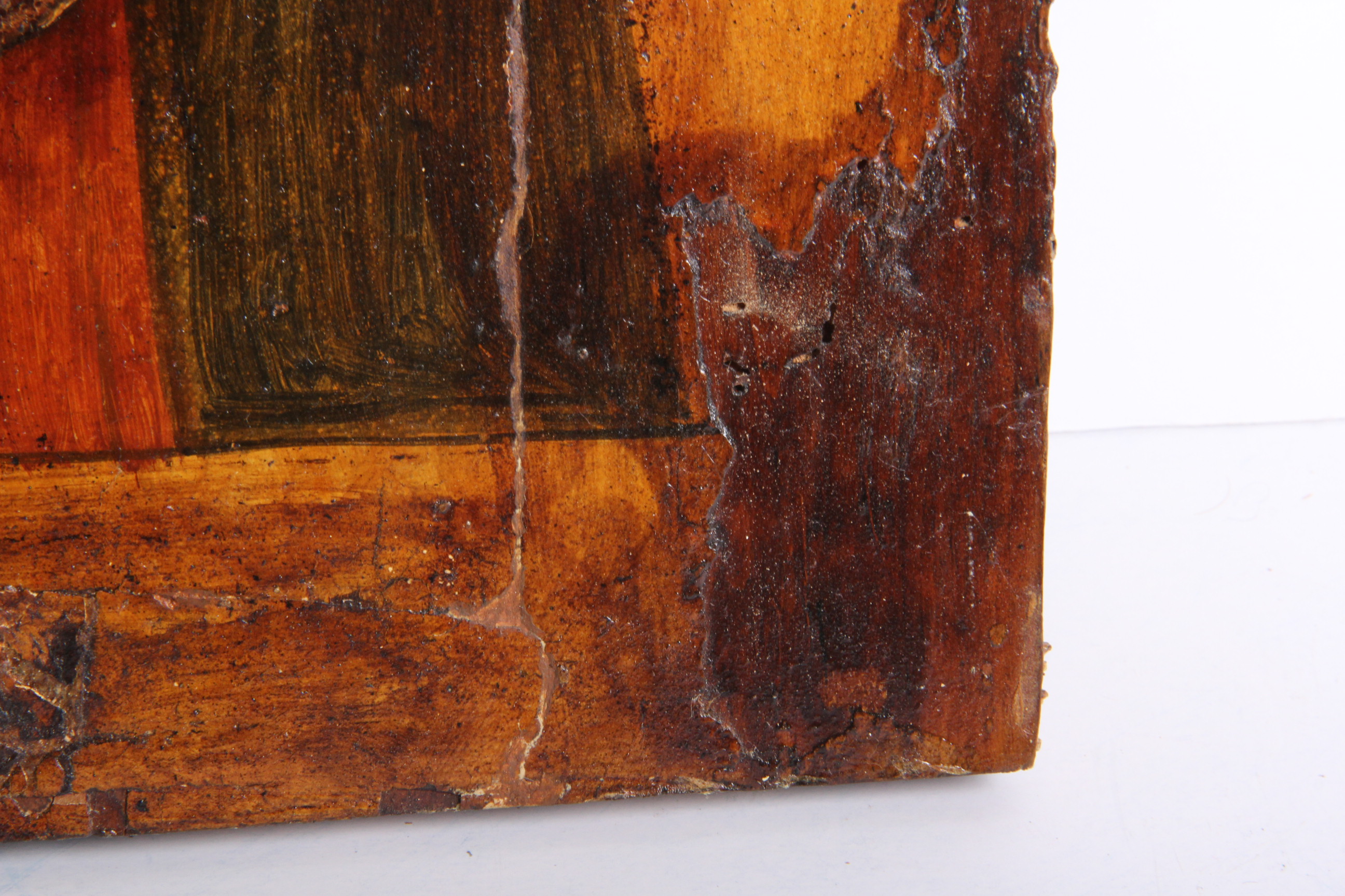 Antique Hand Painted Religious Icon with Metal Riza Saint Seraphim