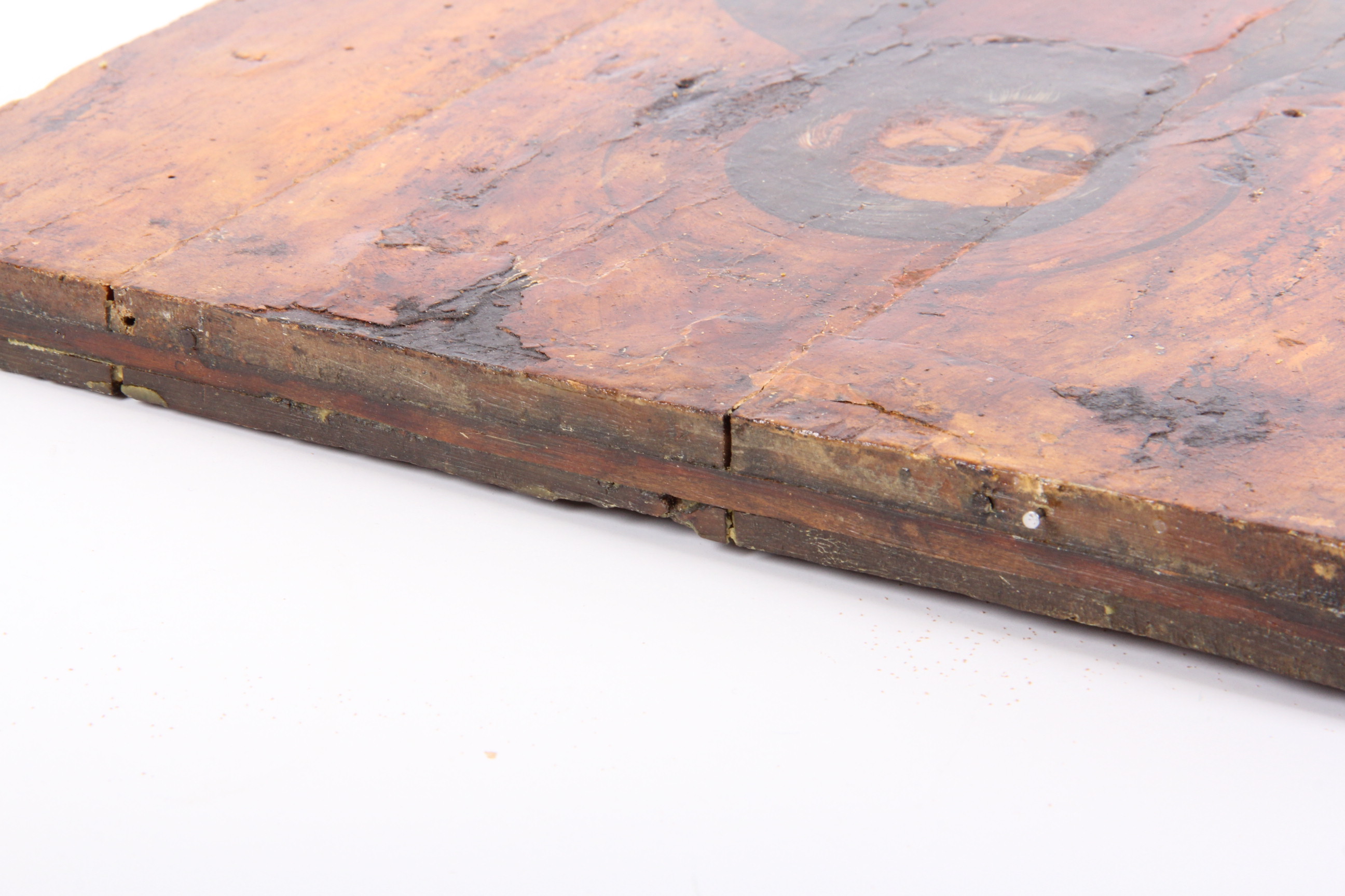 Antique Hand Painted Religious Icon with Metal Riza Saint Seraphim