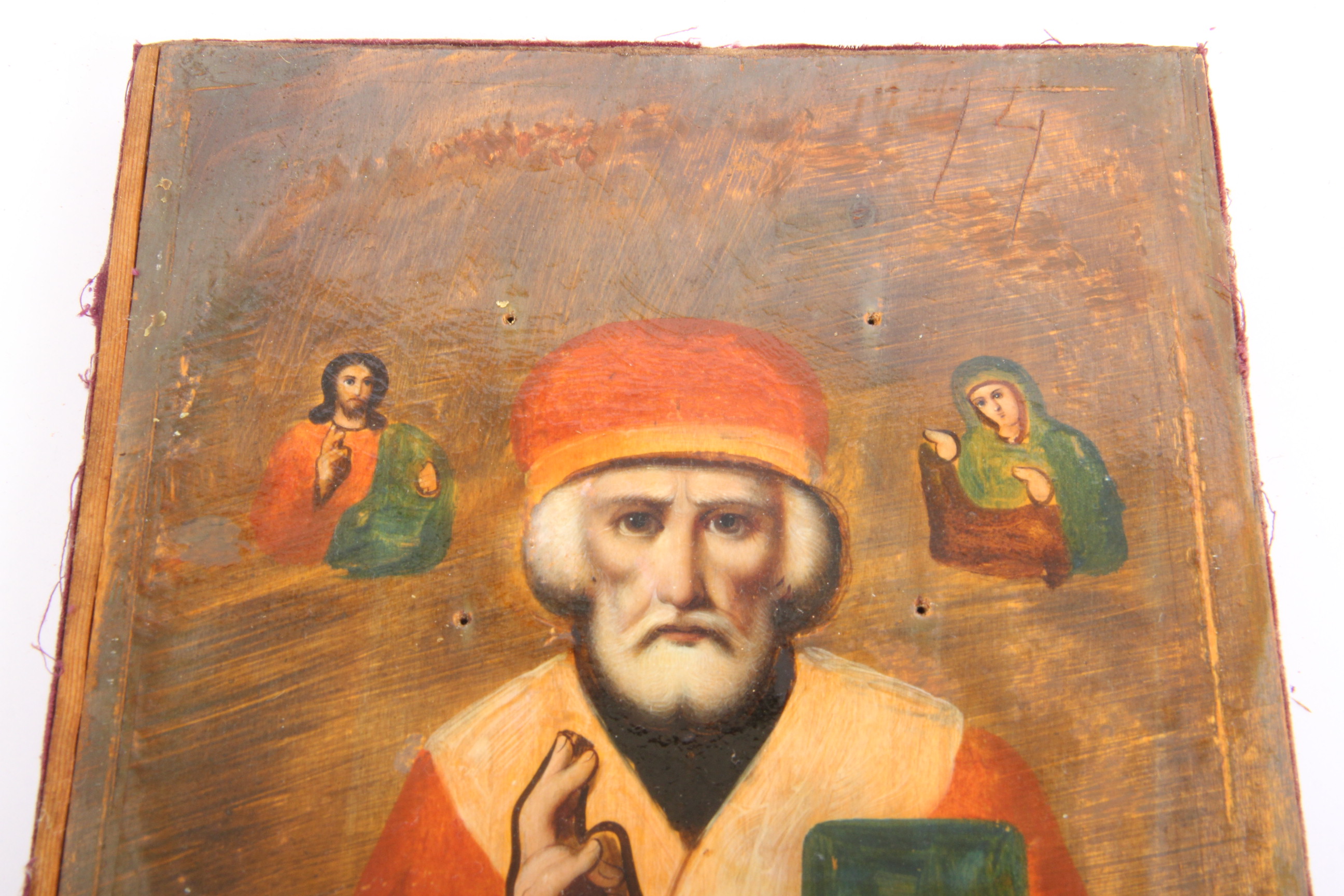 Hand Painted Icon with Metal Riza St. Nicolas
