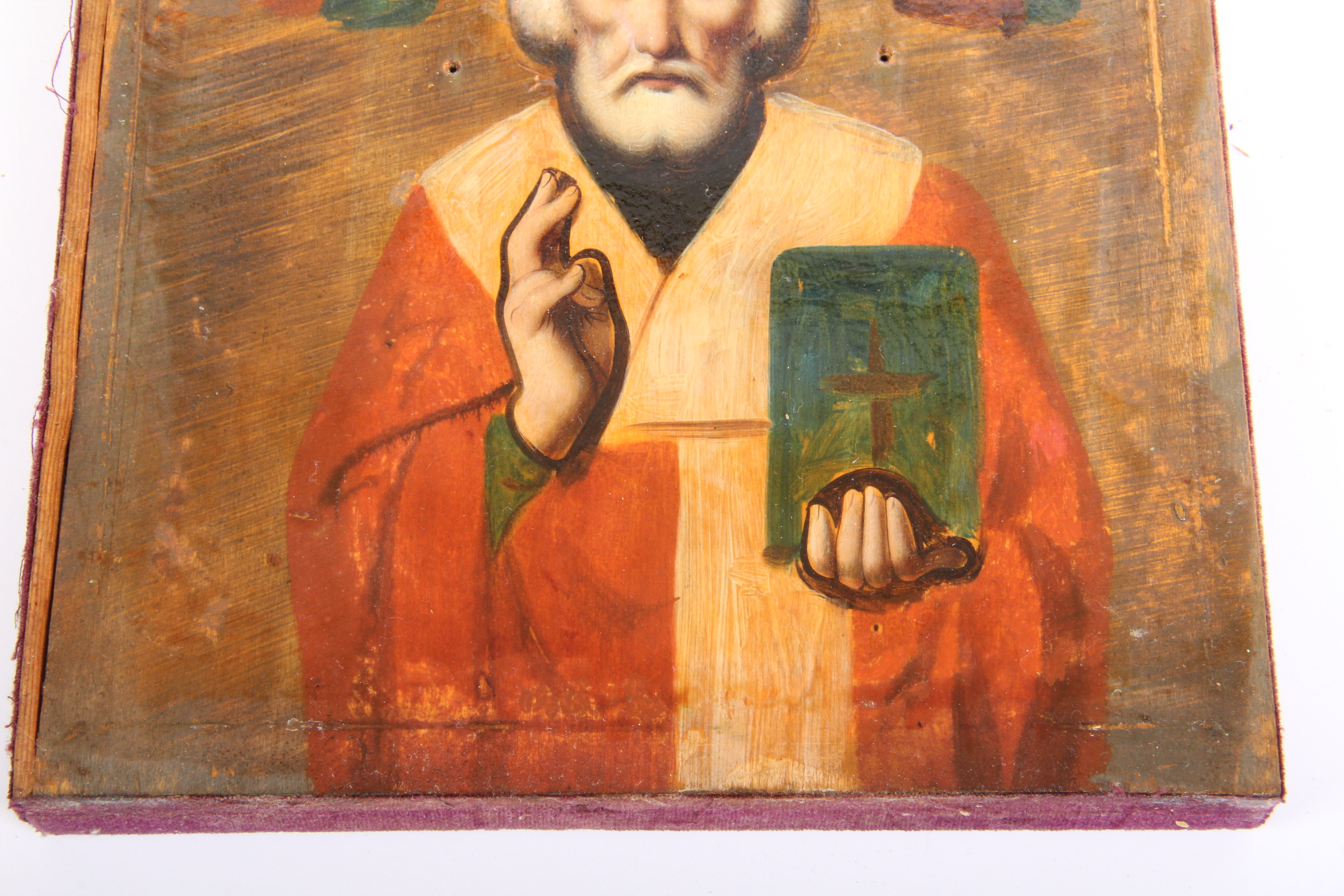 Hand Painted Icon with Metal Riza St. Nicolas