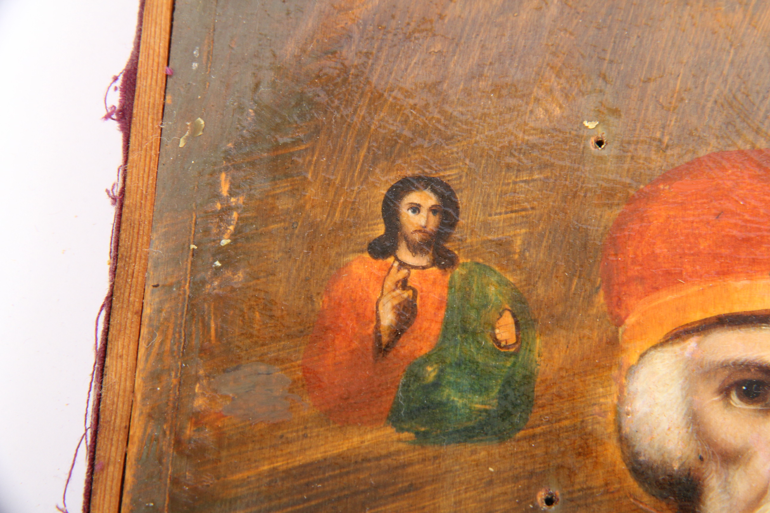 Hand Painted Icon with Metal Riza St. Nicolas