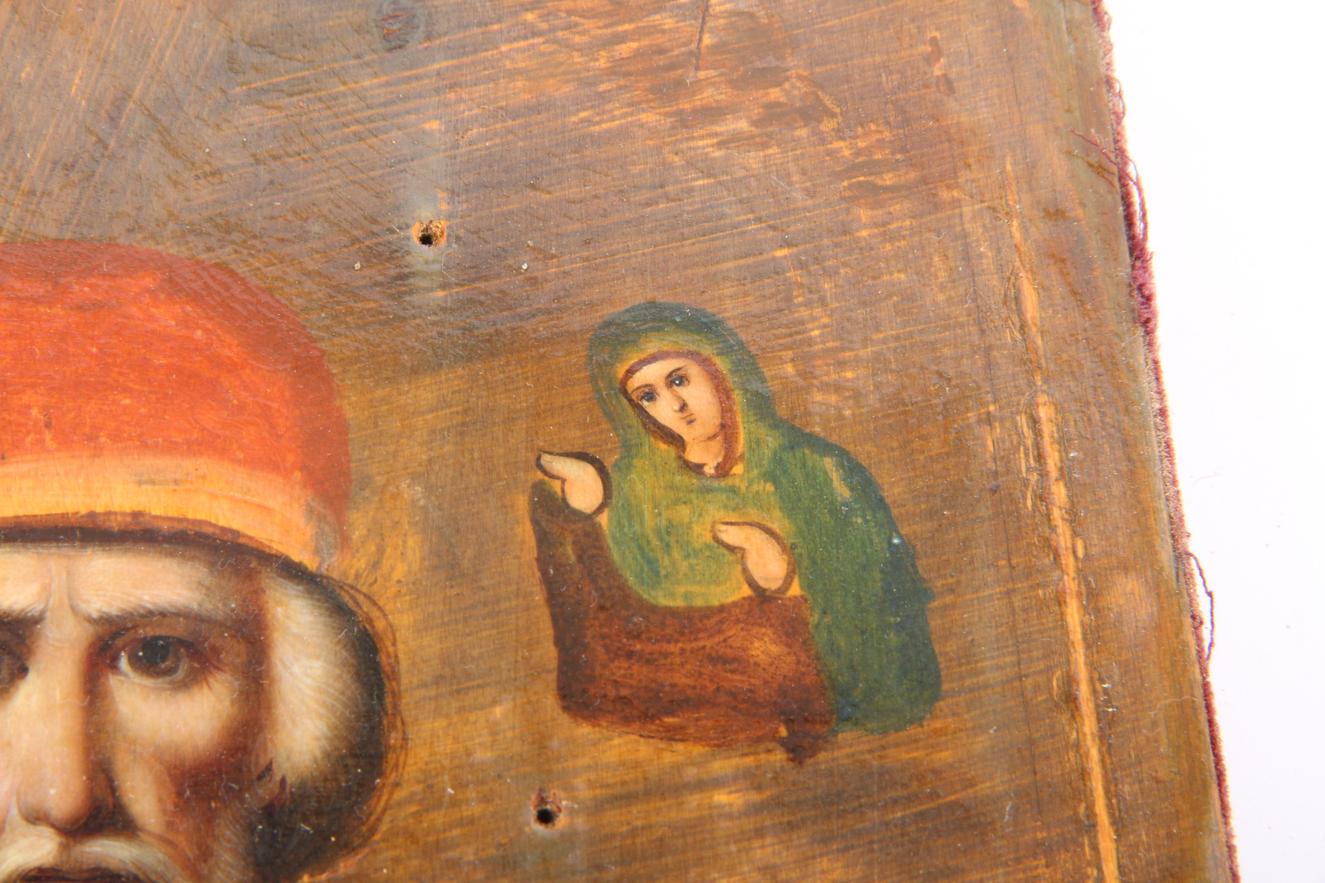 Hand Painted Icon with Metal Riza St. Nicolas