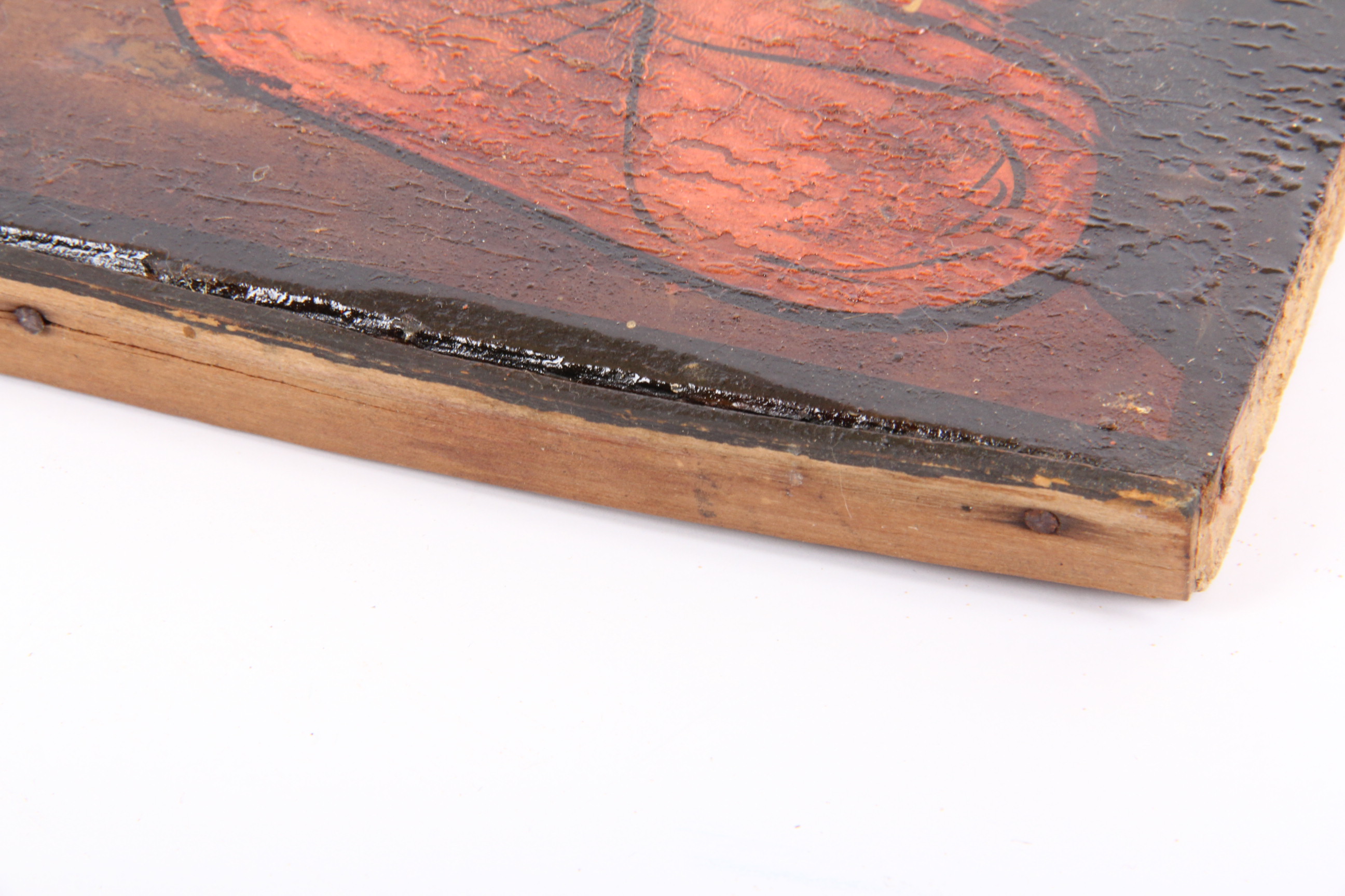 Antique Hand Painted Icon with Gold Tone Riza