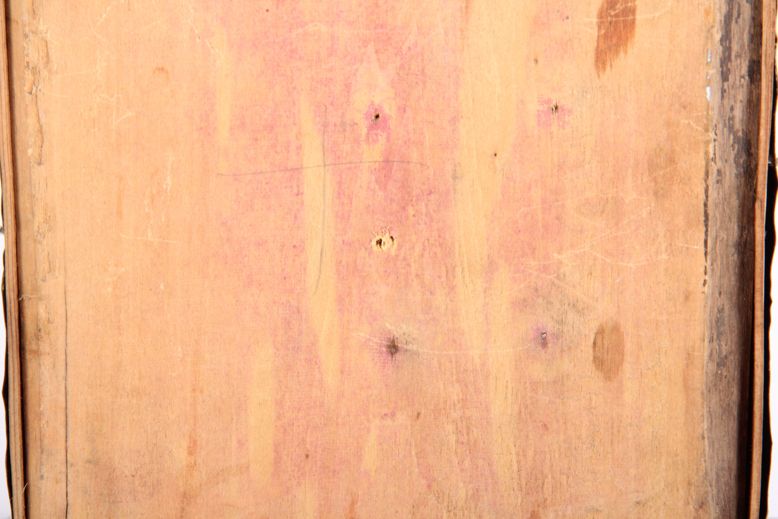 Antique Hand Painted Icon with Gold Tone Riza