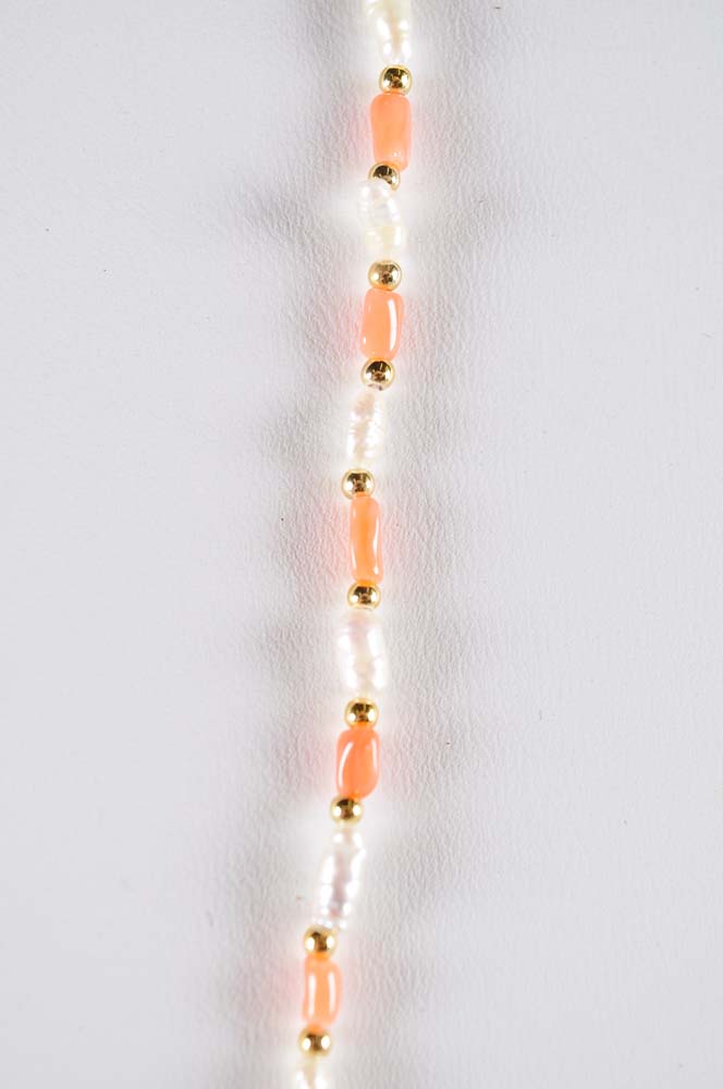 Freshwater Pearl and Coral Beaded Necklace