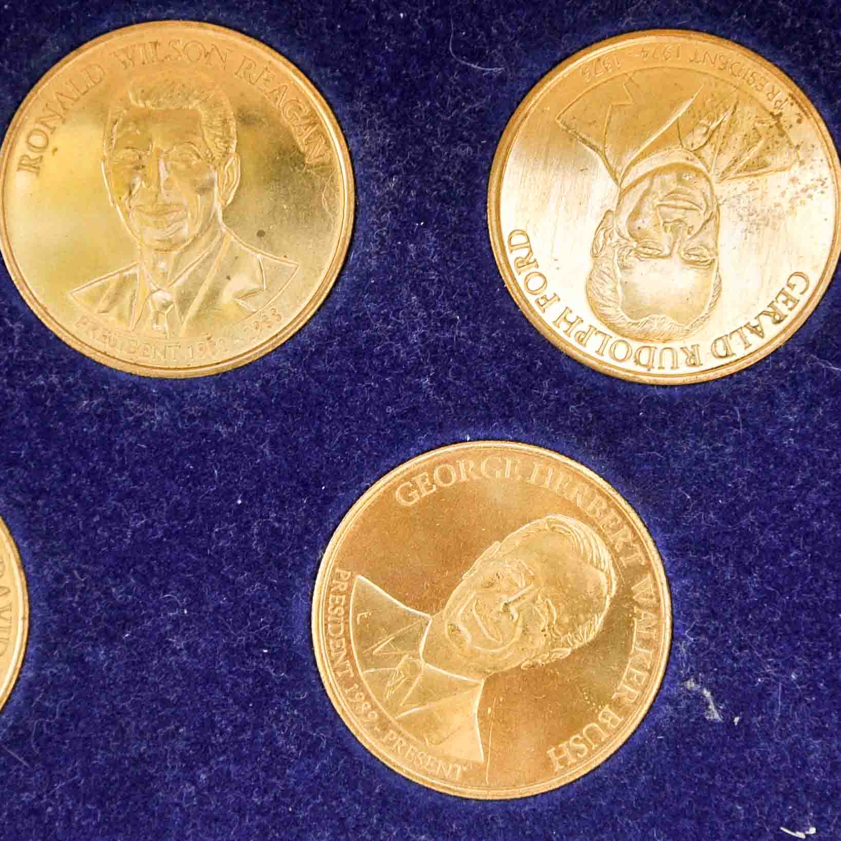 Set of Five U.S. Presidential Gold-Tone Coins