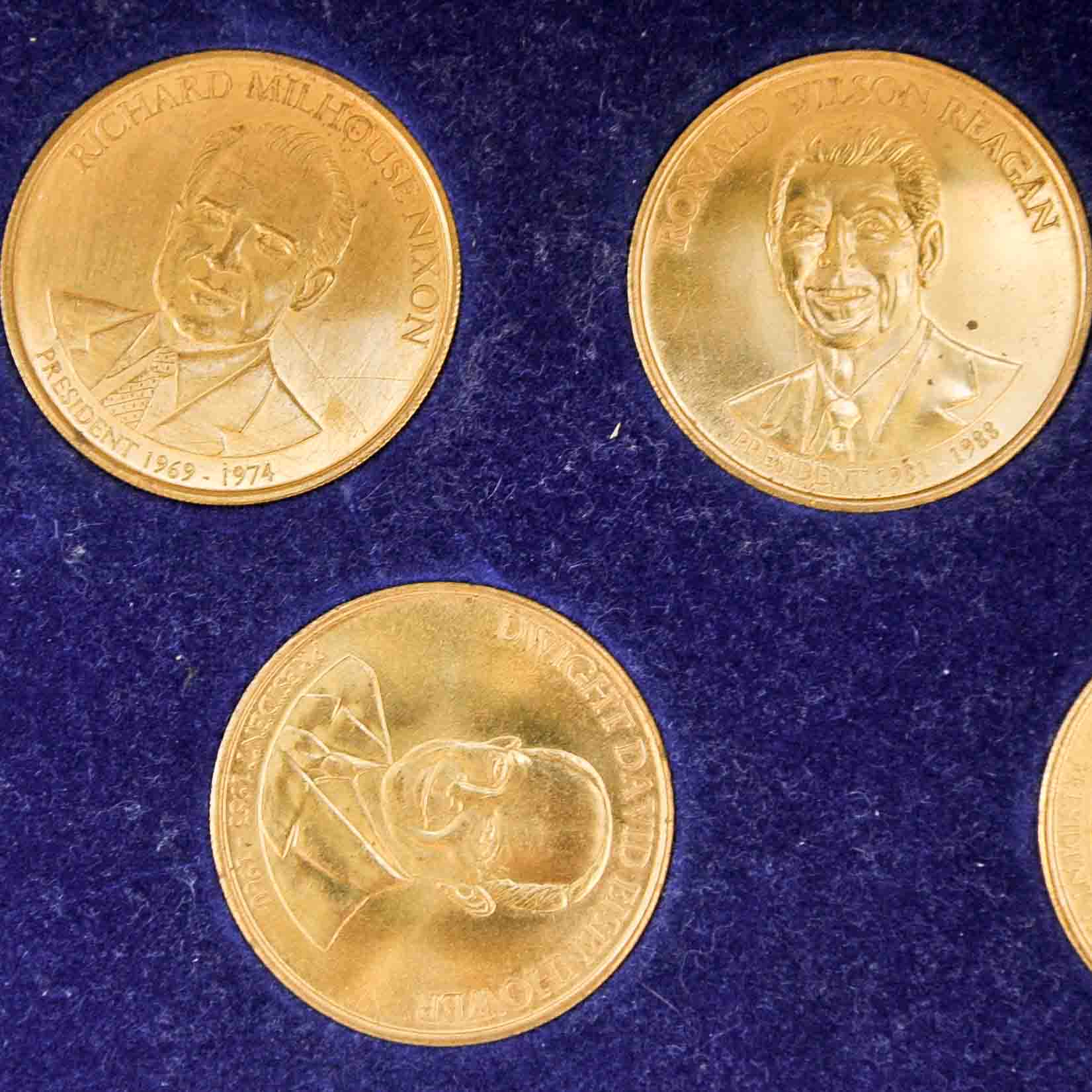 Set of Five U.S. Presidential Gold-Tone Coins