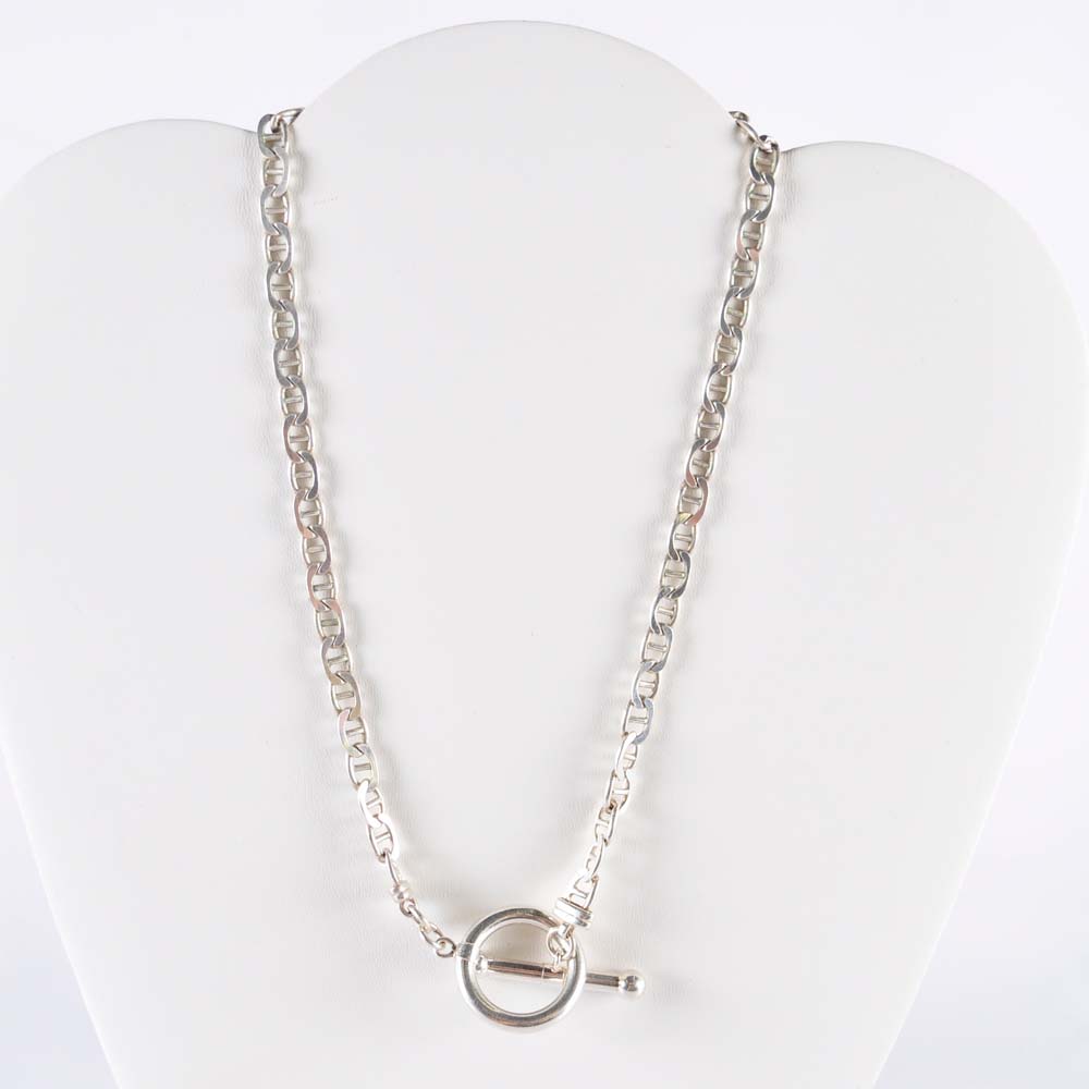 Sterling Silver Necklace with Toggle Clasp