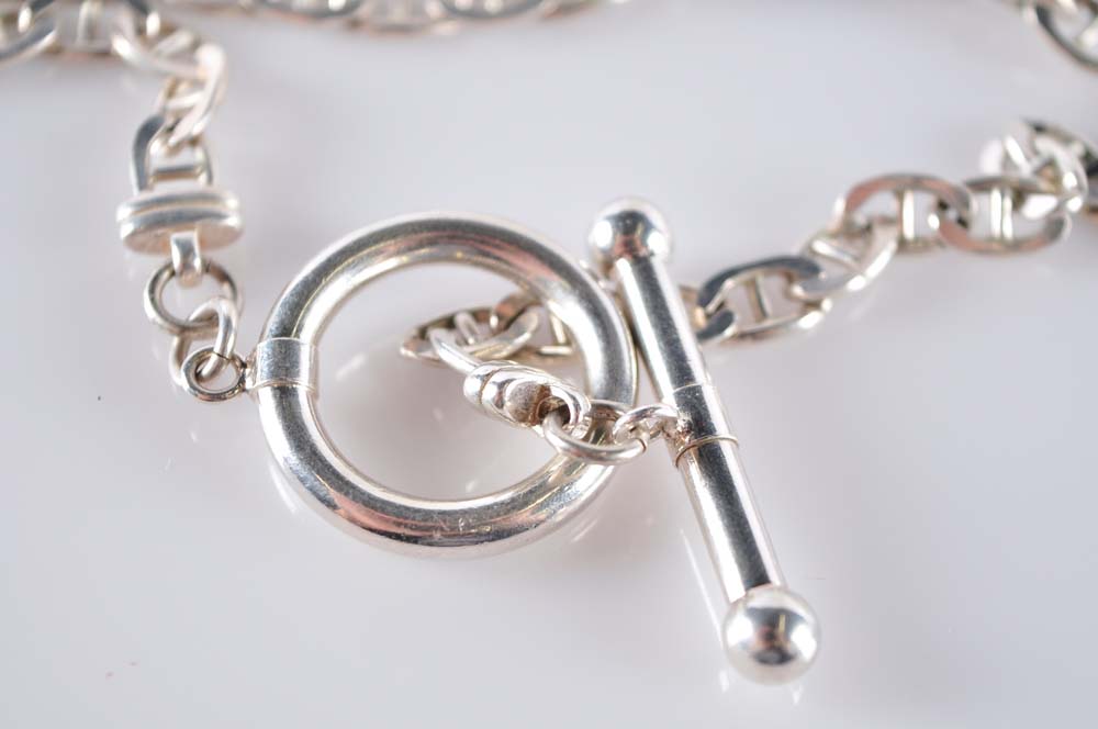 Sterling Silver Necklace with Toggle Clasp