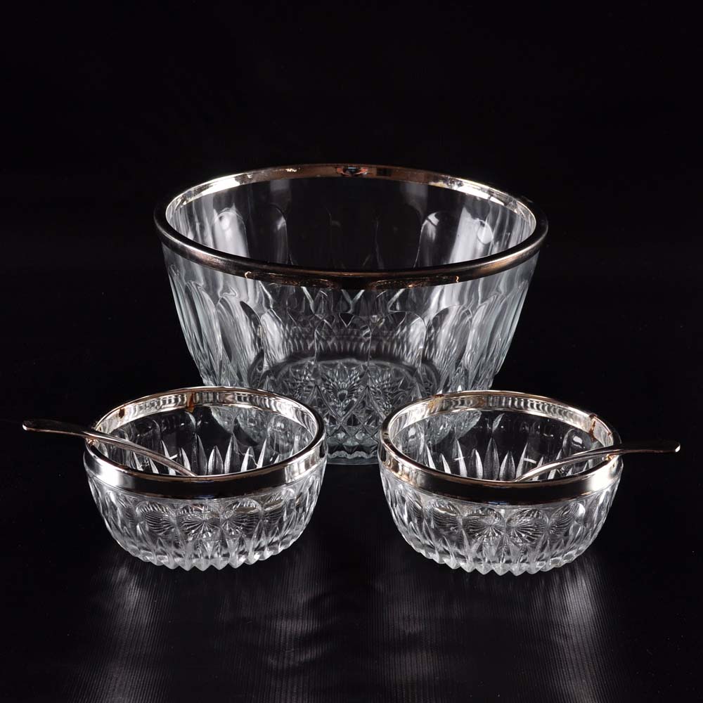 Towle Glass and Silver Plate Serving Bowls