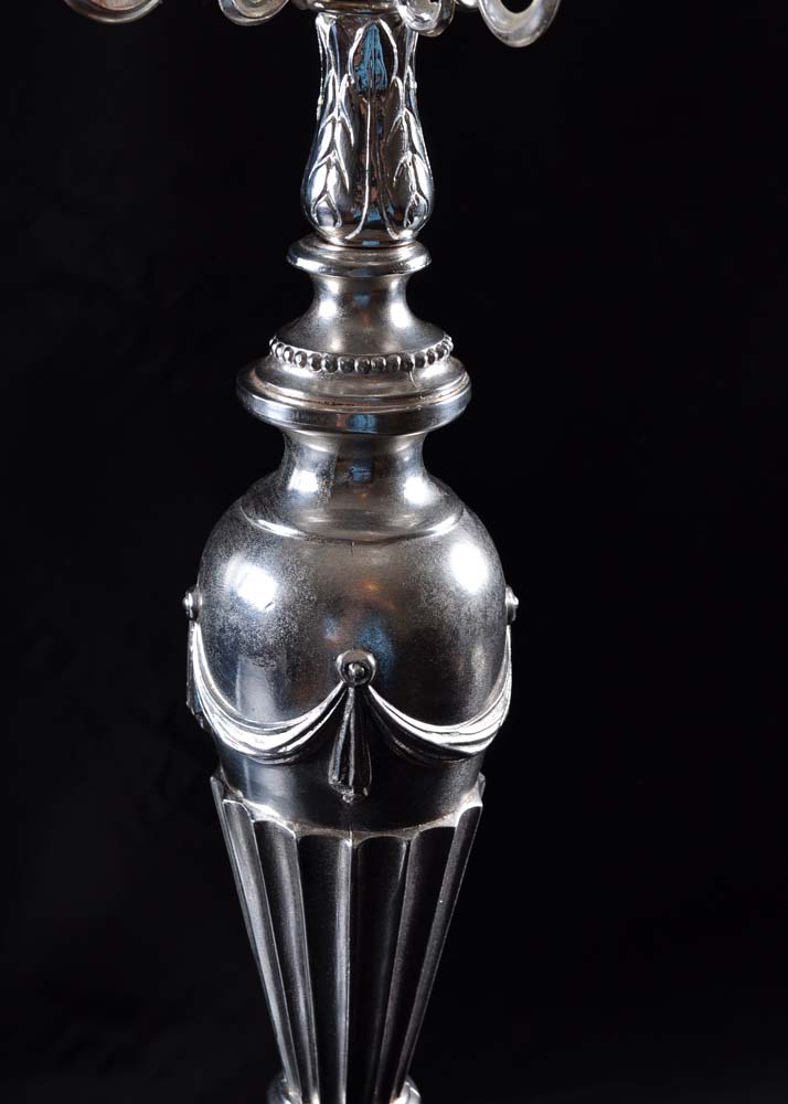 Silver Plate Candelabra and Lamp