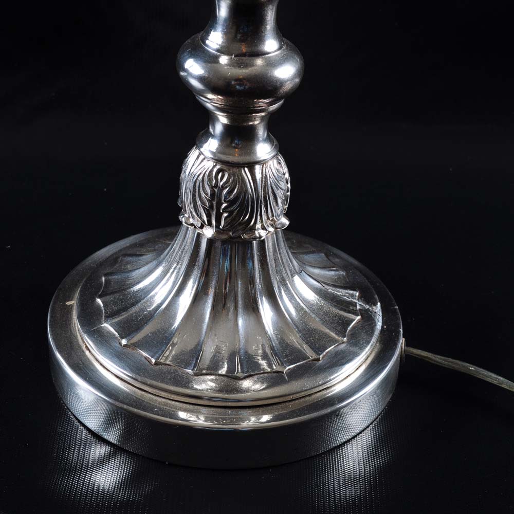 Silver Plate Candelabra and Lamp