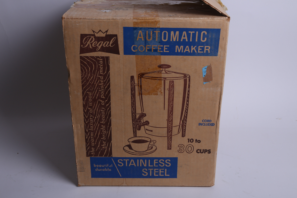 Regal Stainless Steel Mid Century Modern Coffee Maker in Box