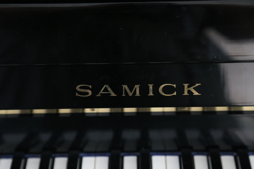Samick Black Lacquer Upright Piano with Bench