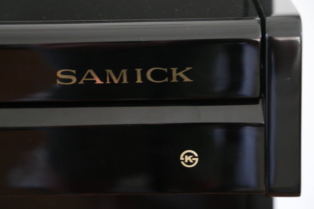 Samick Black Lacquer Upright Piano with Bench