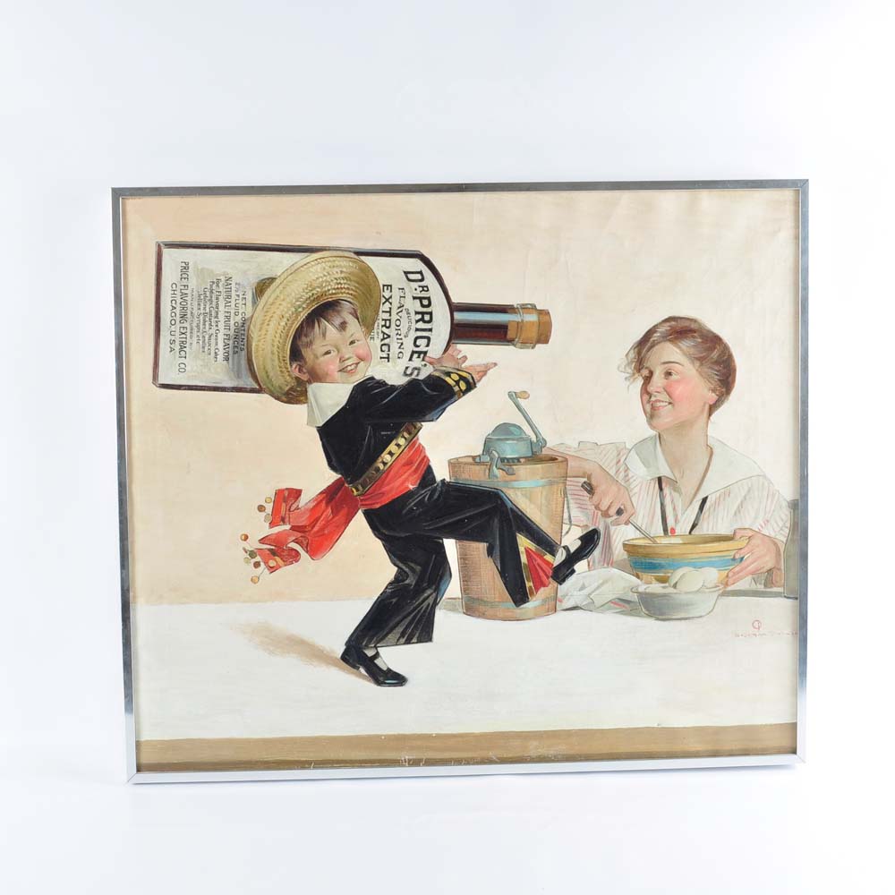 Embellished Giclee on Canvas of an Extract Advertisement