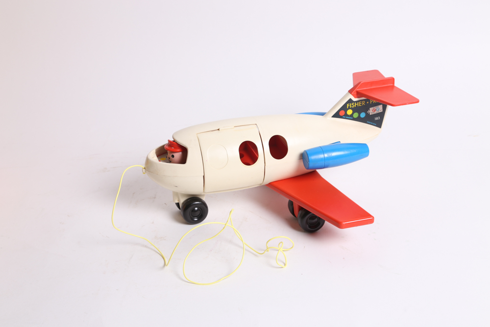 Vintage Fisher-Price Airplane and Mattel School Bus Toys