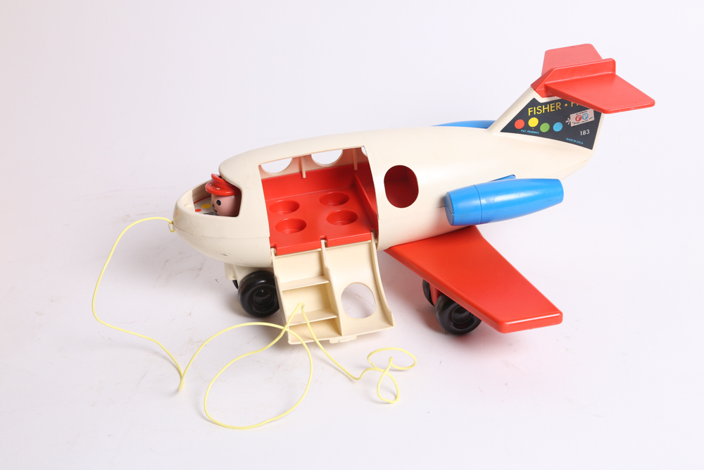 Vintage Fisher-Price Airplane and Mattel School Bus Toys