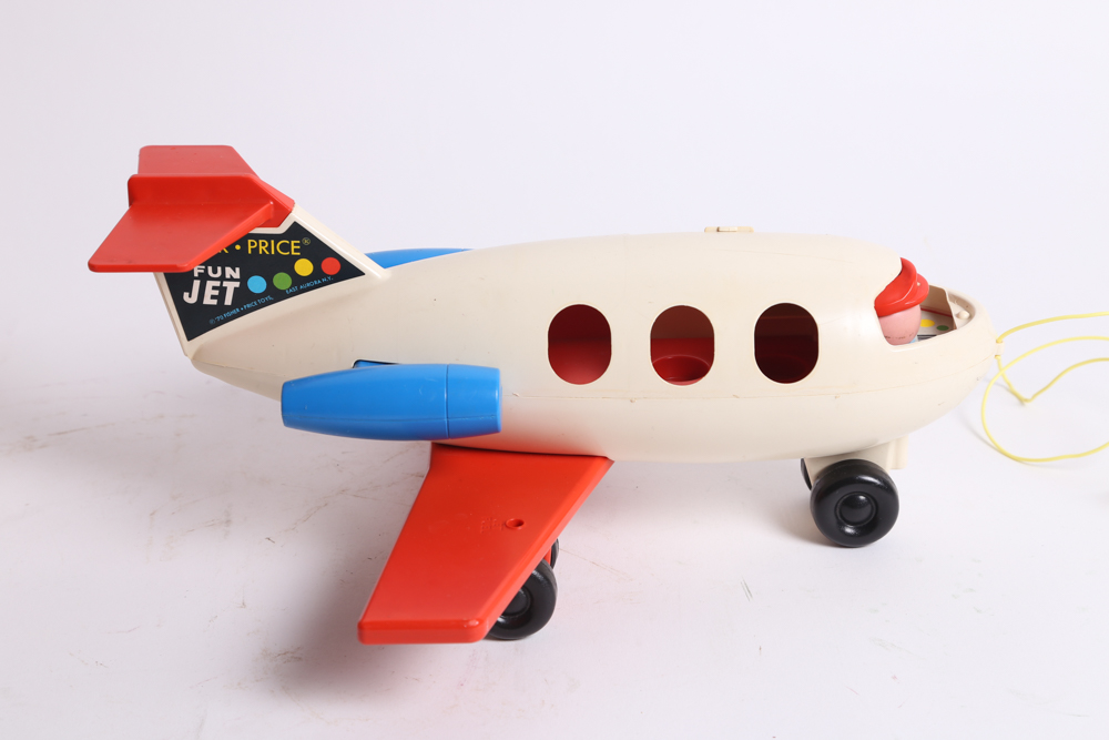 Vintage Fisher-Price Airplane and Mattel School Bus Toys