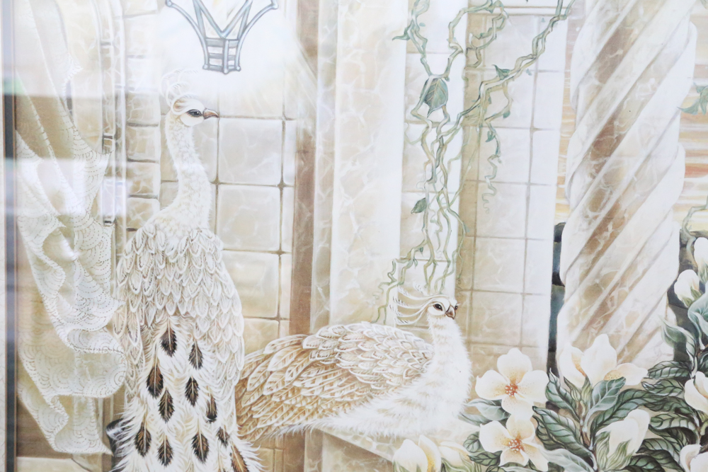 Offset Lithograph of Enchanted White Peafowl