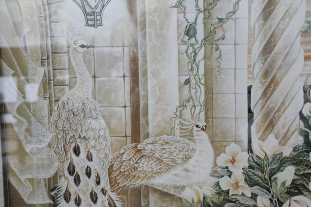 Offset Lithograph of Enchanted White Peafowl