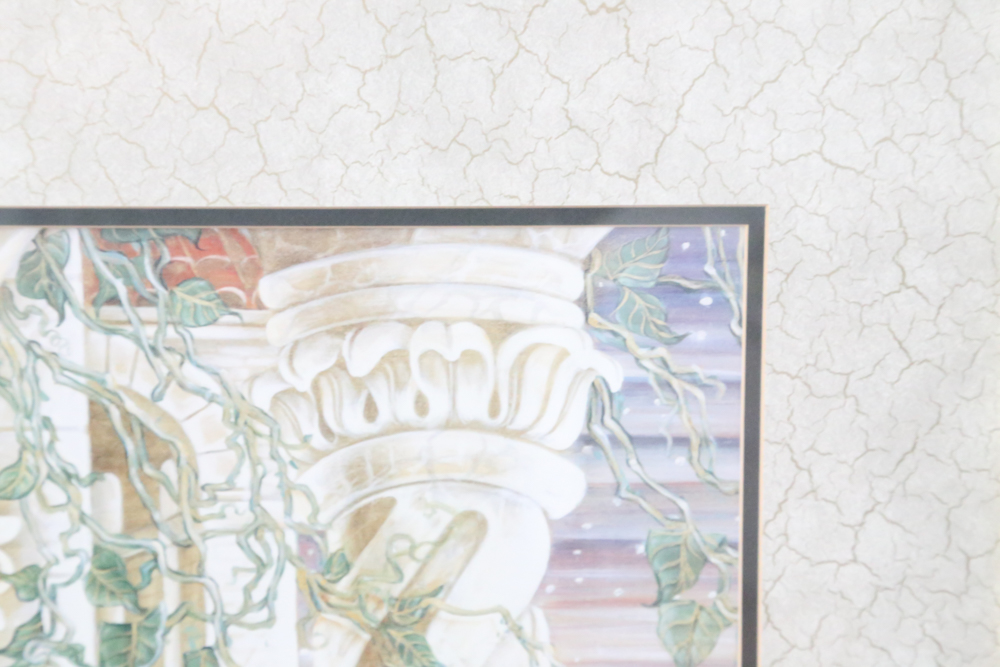 Offset Lithograph of Enchanted White Peafowl