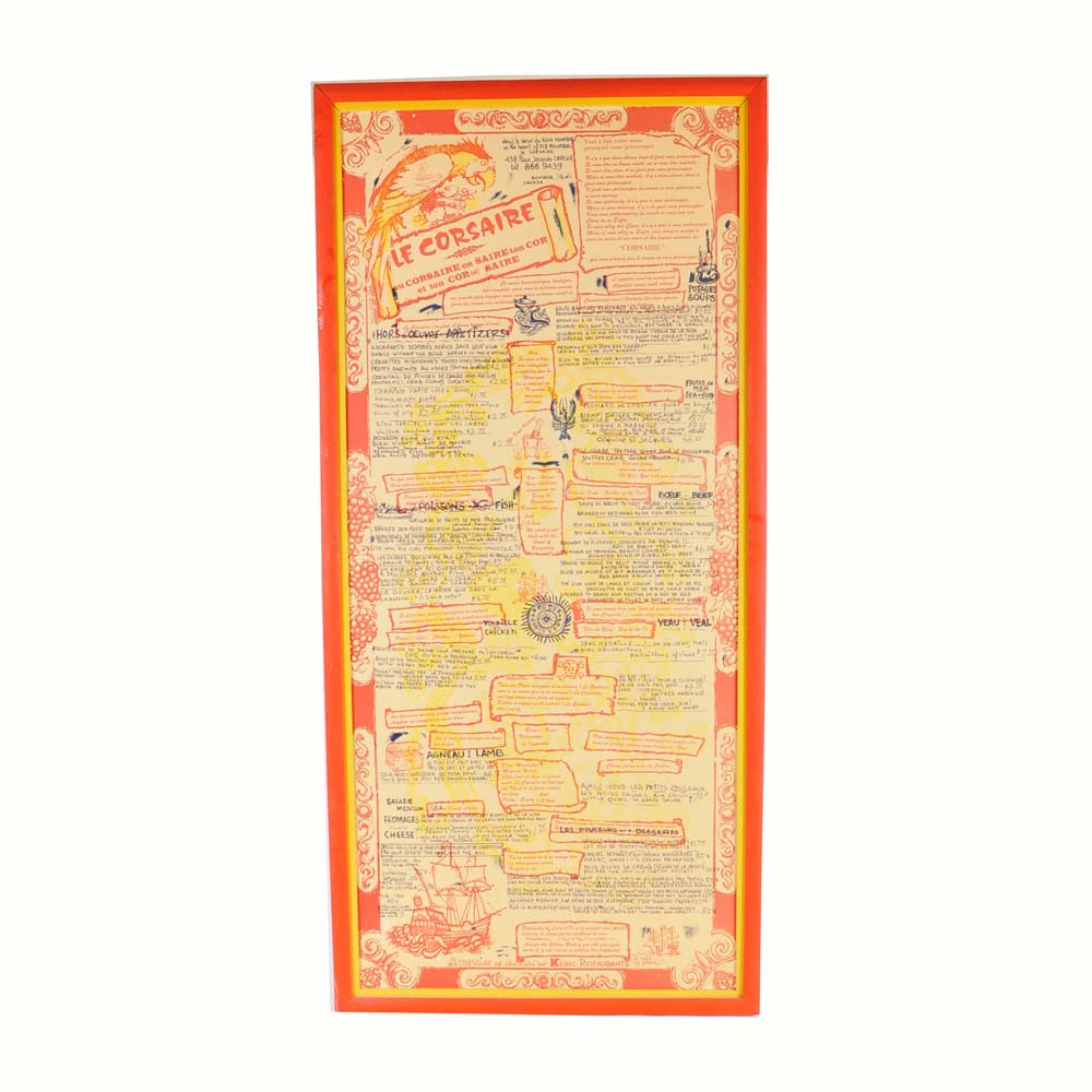 Framed French Menu