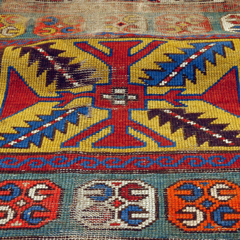 Vintage Handwoven Kazak Flatweave Area Rug
