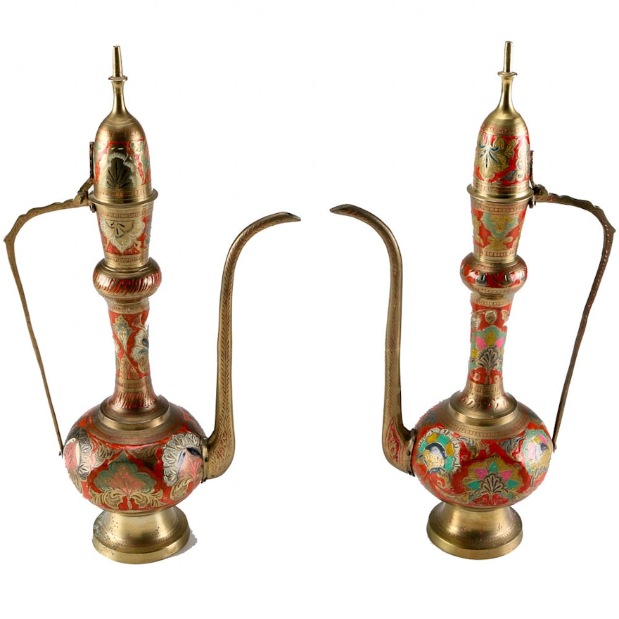 Hand Painted Brass Coffee Pots