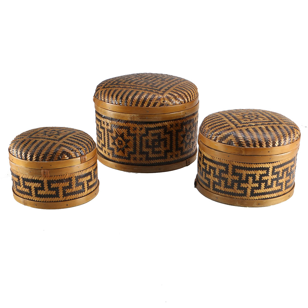 Three Stackable Whicker Boxes