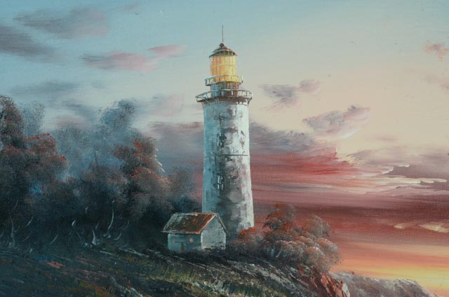 M. Andrea Vintage Oil on Canvas Coastal Painting