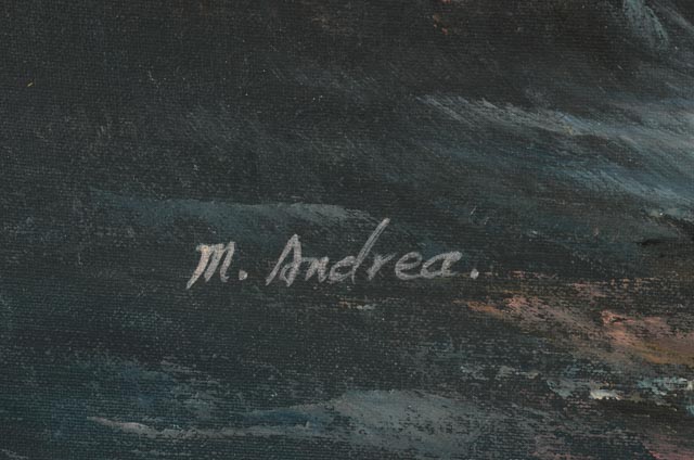 M. Andrea Vintage Oil on Canvas Coastal Painting