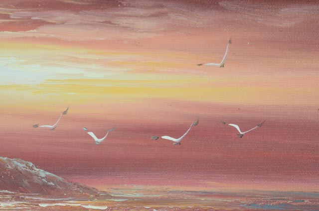 M. Andrea Vintage Oil on Canvas Coastal Painting